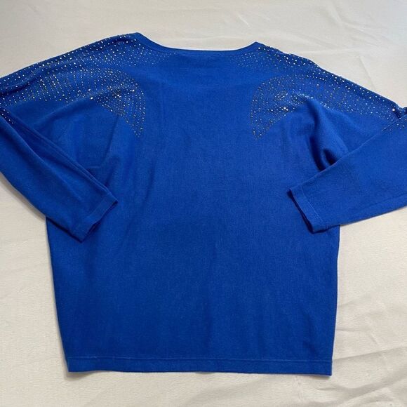 Liquid By Sioni Blue Embellished Sweater Size Large - Picture 16 of 16